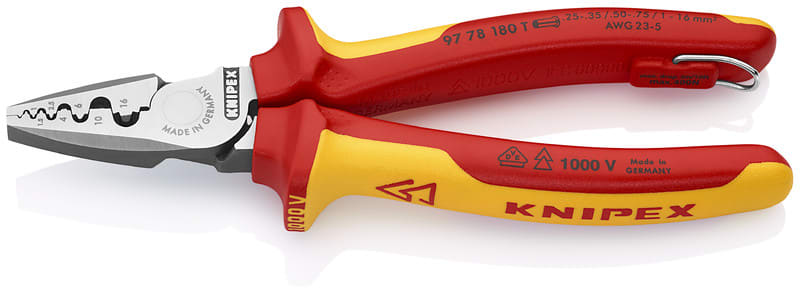 KNIPEX - Pääteholkkipihti 180mm - KNIPEX pääteholkkipihti VDE TT