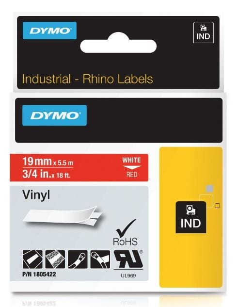 DYMO - Merkintäteippi Rhino - Rhino 19 mm vinyl w / red