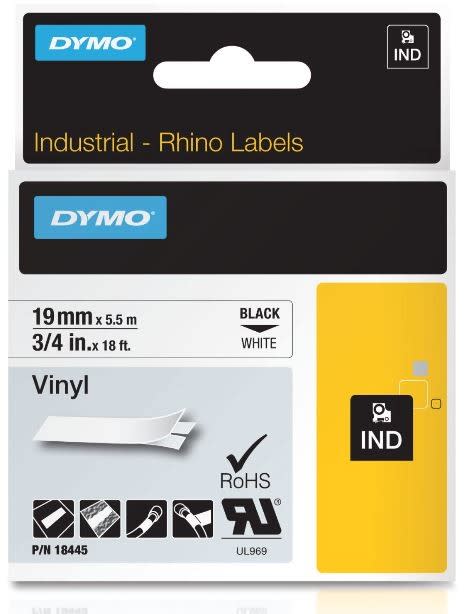DYMO - Merkintäteippi Rhino - Rhino Vinyl 19 mm b / white