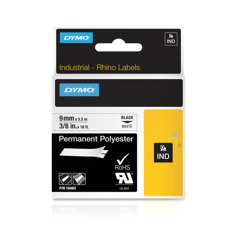 DYMO - Merkintätarra Rhino - Rhino 9 mm perm poly b/white