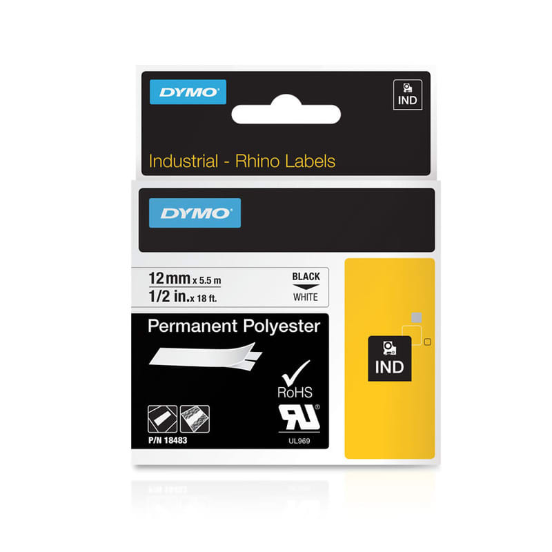 DYMO - Merkintätarra Rhino - Rhino 12 mm perm poly b/white