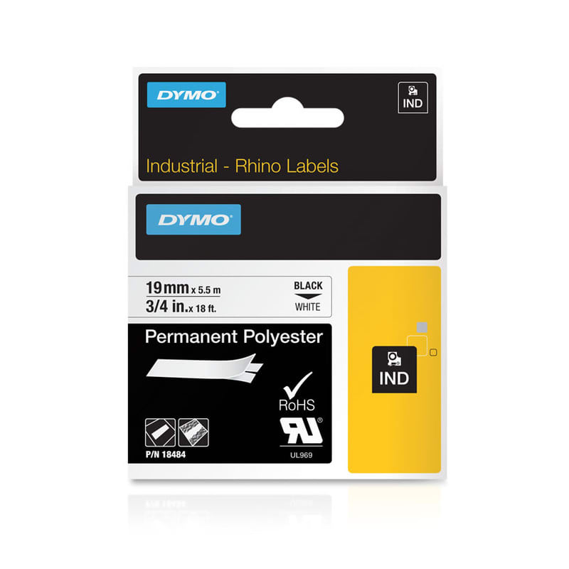 DYMO - Merkintätarra Rhino - Rhino 19 mm perm poly b/white