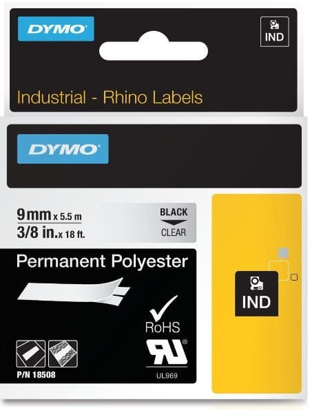 DYMO - Merkintätarra Rhino - Rhino 9 mm perm poly b/clear
