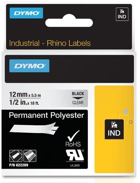 DYMO - Merkintätarra Rhino - Rhino 12mm perm poly b/clear