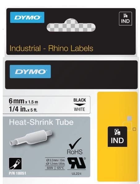 DYMO - Merkintätarra Rhino - Rhino Shrinktube 6 mm b/w