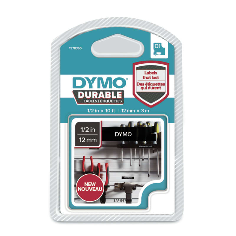 DYMO - Merkintätarra white/black - DYMO D1 Durable 12mm valk/must