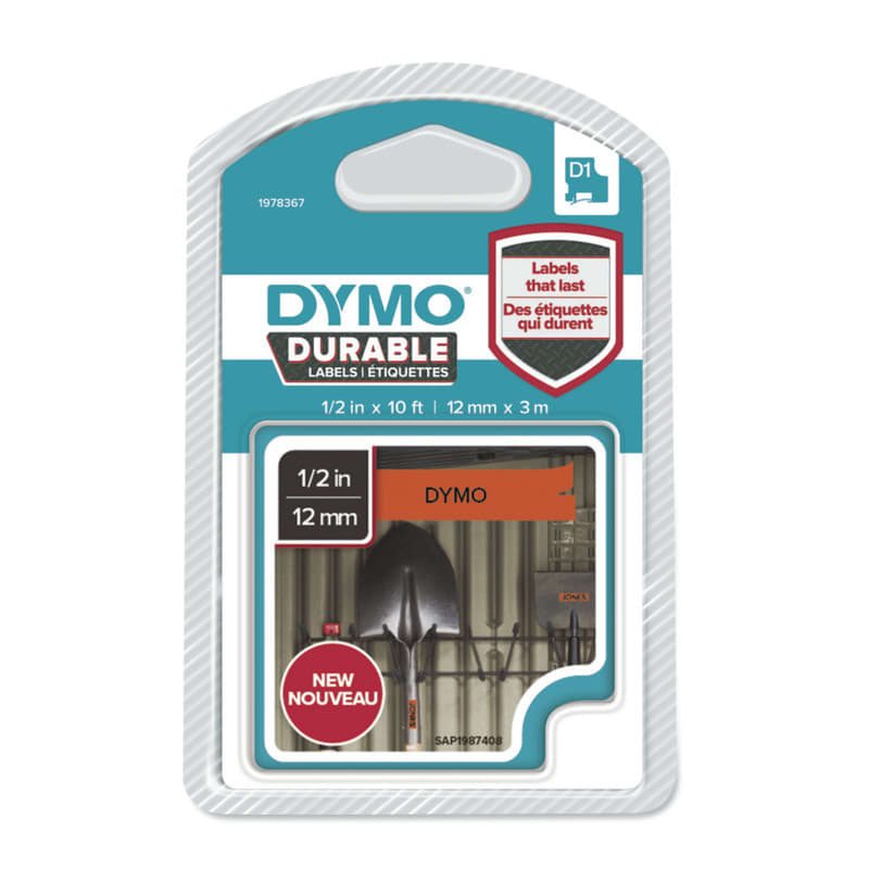 DYMO - Merkintätarra - DYMO D1 Durable 12mm mus/orans