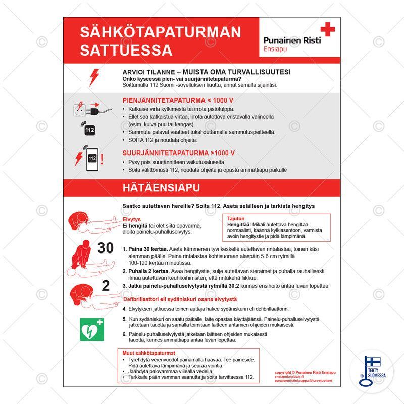 SUOMEN TURVAKAUPPA - Merkintäkilpi 300x400 - Ensiapuohjetaulu FI