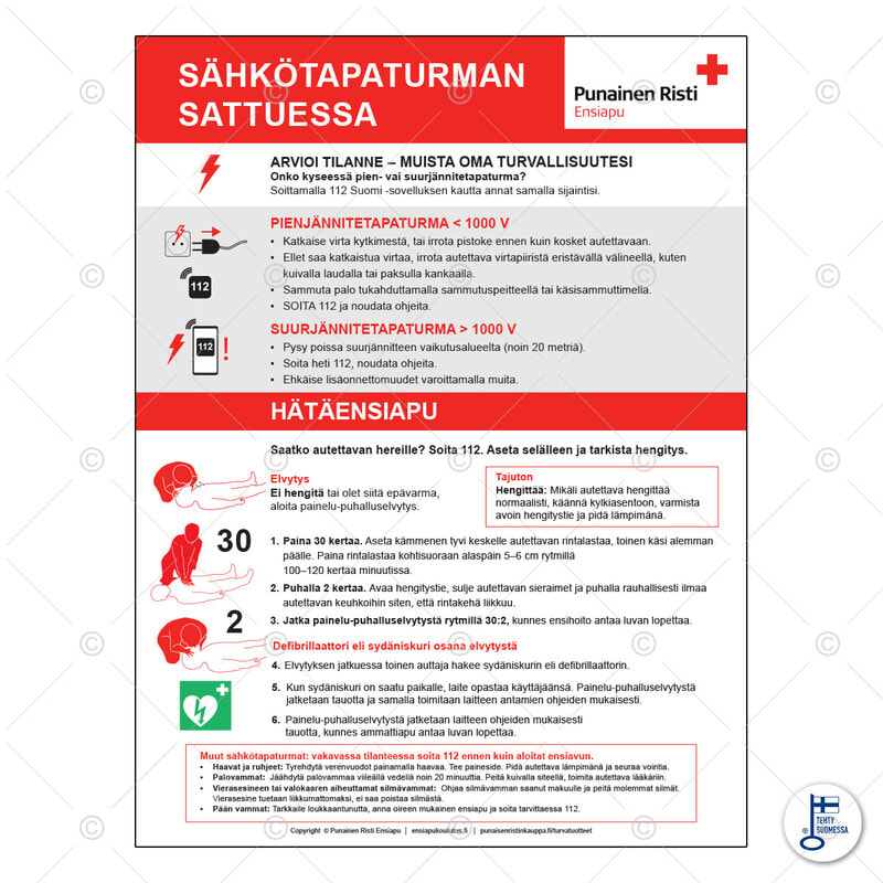 SUOMEN TURVAKAUPPA - Merkintäkilpi 300x400 - Ensiapuohjetaulu FI