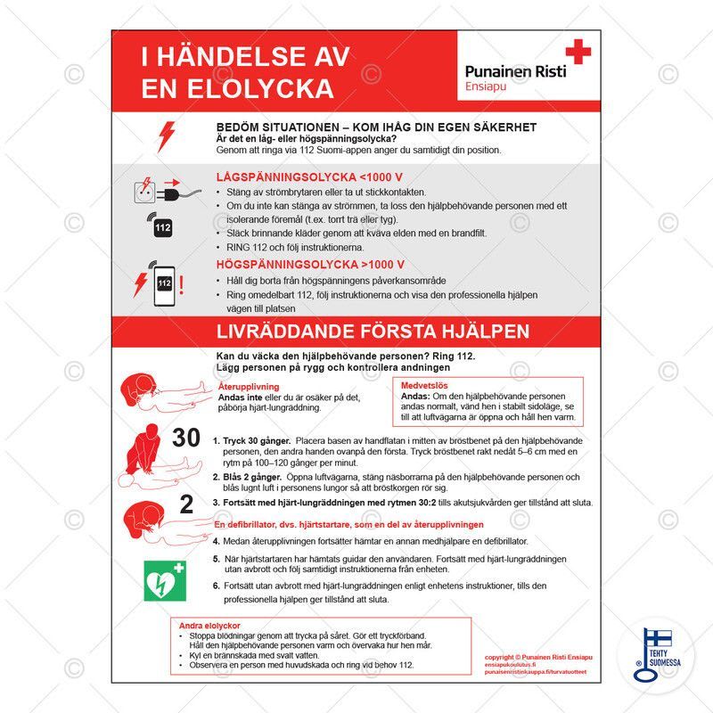 SUOMEN TURVAKAUPPA - Merkintäkilpi 300x400 - Ensiapuohjetaulu SE