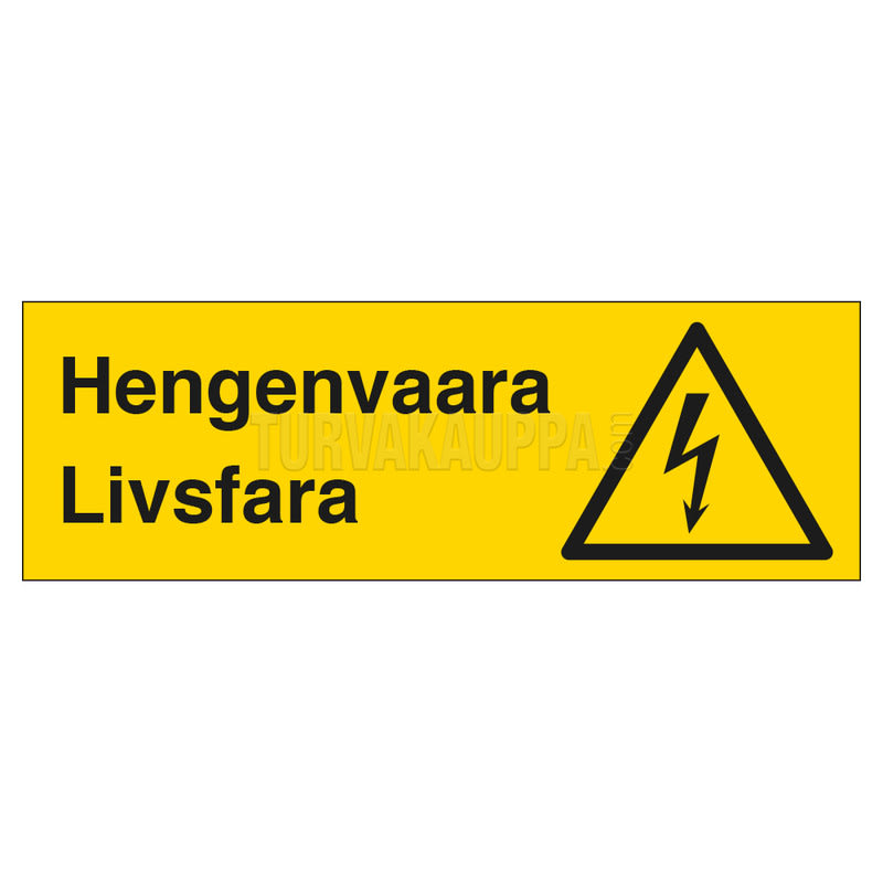 SUOMEN TURVAKAUPPA - Merkintäkilpi 300x120ALU - Hengenvaara-Livsfara (vaaka)