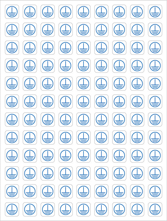 SUOMEN TURVAKAUPPA - 17x17 mm (ark=108kpl) - Maadoitus logo tarra-arkki
