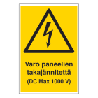 SUOMEN TURVAKAUPPA - Merkintäkilpi - Varo paneelien takajännitettä