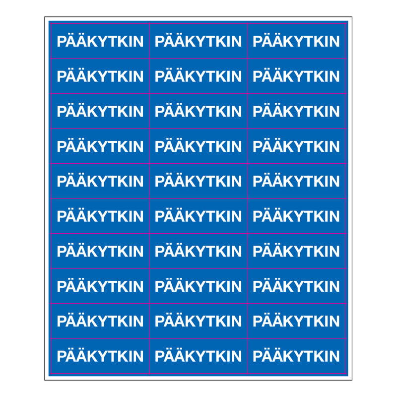 SUOMEN TURVAKAUPPA - Merkintätarra - Pa¨a¨kytkin 70x25mm (30kpl)