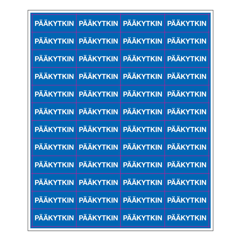 SUOMEN TURVAKAUPPA - Merkintätarra - Pa¨a¨kytkin 50x20mm (48kpl)