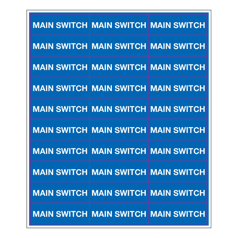 SUOMEN TURVAKAUPPA - Merkintätarra - Main Switch 70x25mm (30kpl)