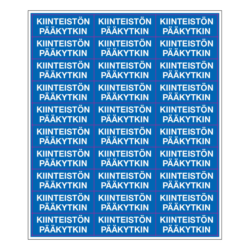 SUOMEN TURVAKAUPPA - Merkintätarra - Kiinteisto¨n pa¨a¨kytkin 70x25