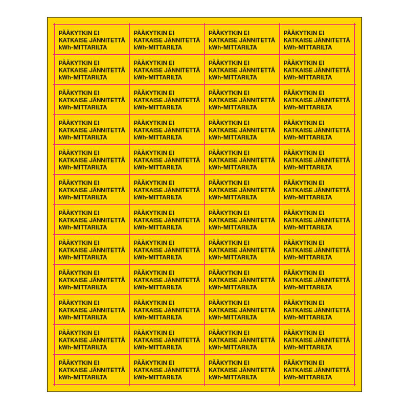 SUOMEN TURVAKAUPPA - Merkintätarra - Pa¨a¨kytkin ei katkaise 50x20