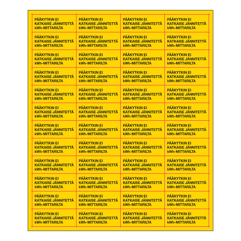 SUOMEN TURVAKAUPPA - Merkintätarra - Pa¨a¨kytkin ei katkaise 50x20
