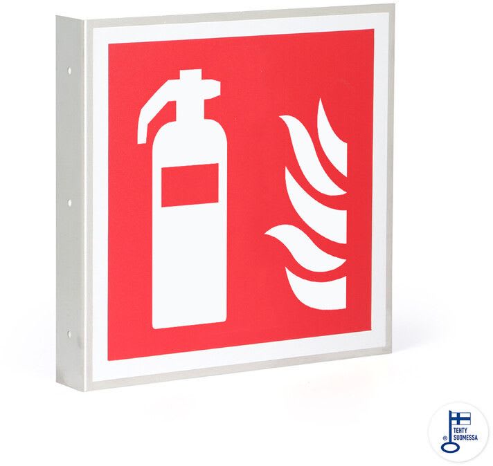 SUOMEN TURVAKAUPPA - Merkintäkilpi - Sammutin, 200x200mm ALU-L-kulm
