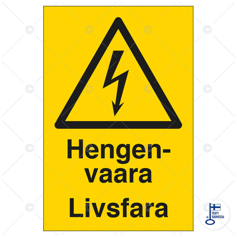 SUOMEN TURVAKAUPPA - Merkintäkilpi - Hengenvaara Livsfara150x200ALU