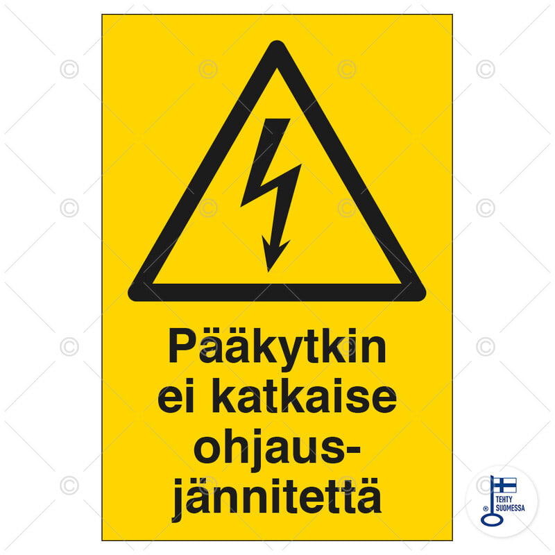 SUOMEN TURVAKAUPPA - Merkintätarra - Pääkytkin ei katkaise oh.jän.