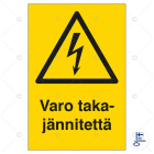 SUOMEN TURVAKAUPPA - Merkintätarra - Varo takajännitettä 80x100TA