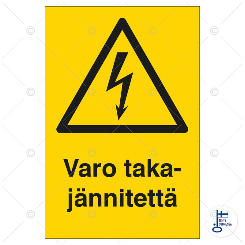 SUOMEN TURVAKAUPPA - Merkintätarra - Varo takajännitettä 80x100TA