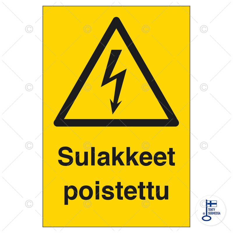 SUOMEN TURVAKAUPPA - Merkintäkilpi - Sulakkeet poistettu 150x200MU