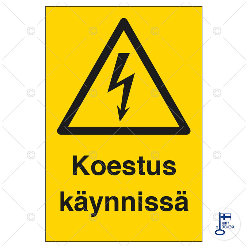 SUOMEN TURVAKAUPPA - Merkintäkilpi - Koestus käynnissä, 200x300MU