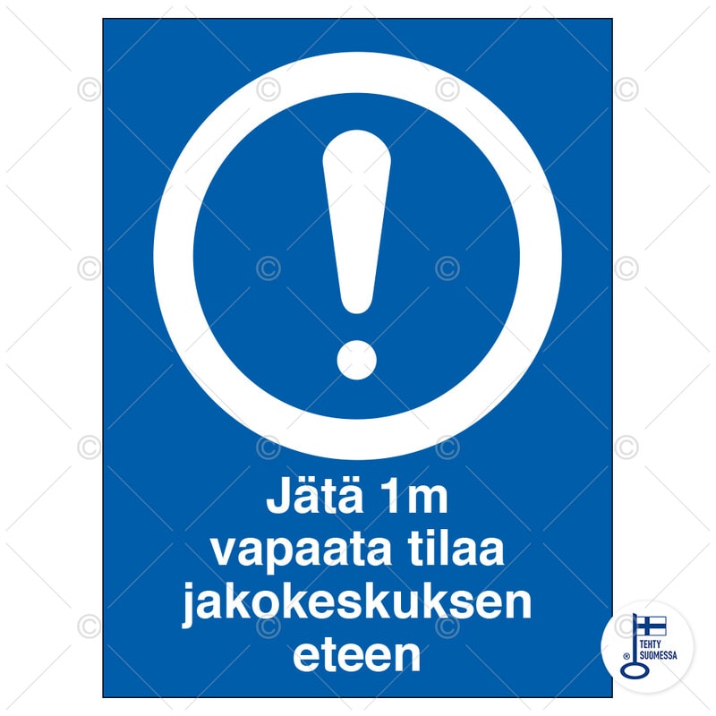 SUOMEN TURVAKAUPPA - Merkintätarra - Jätä 1m vapaata tilaa jakokes
