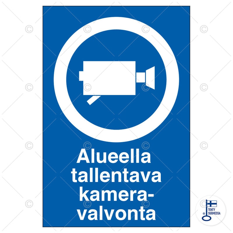 SUOMEN TURVAKAUPPA - Merkintäkilpi - Alueella tallentava kamerava.