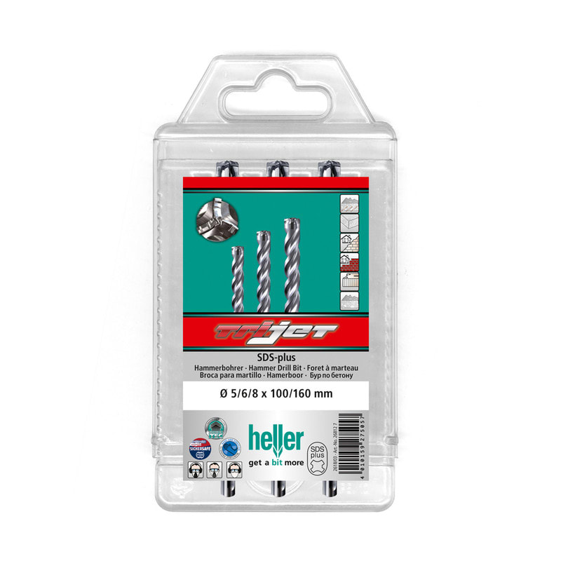 HELLER - Poranteräsarja betoni/kivi - HELLER Trijet Sds+ 3 -osaa