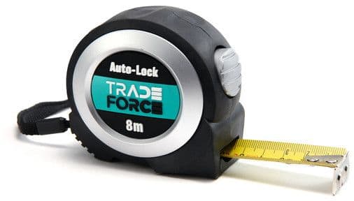 TRADEFORCE - Rullamitta - 8m/25mm,kaksipuol. Auto-lock