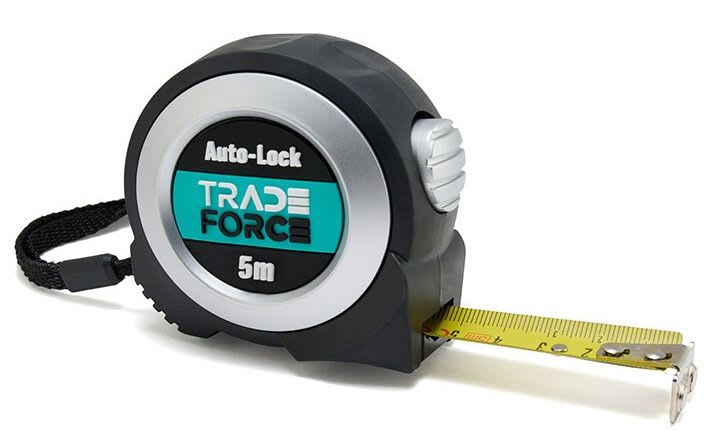 TRADEFORCE - Rullamitta - 5m/19mm, automaattilukitus