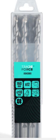 TRADEFORCE - Poranterä betoni/kivi - Teräsarja SDS+,10x160mm,12kpl
