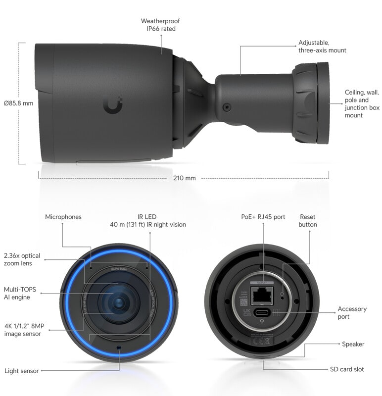 UBIQUITI - Kamera-IP - UniFi Protect UVC-G6-Pro-Bulle