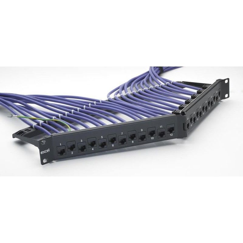 EXCEL NETWORKING - Paneeli-kupari - 24P 1U keystone V-malli 19" MU
