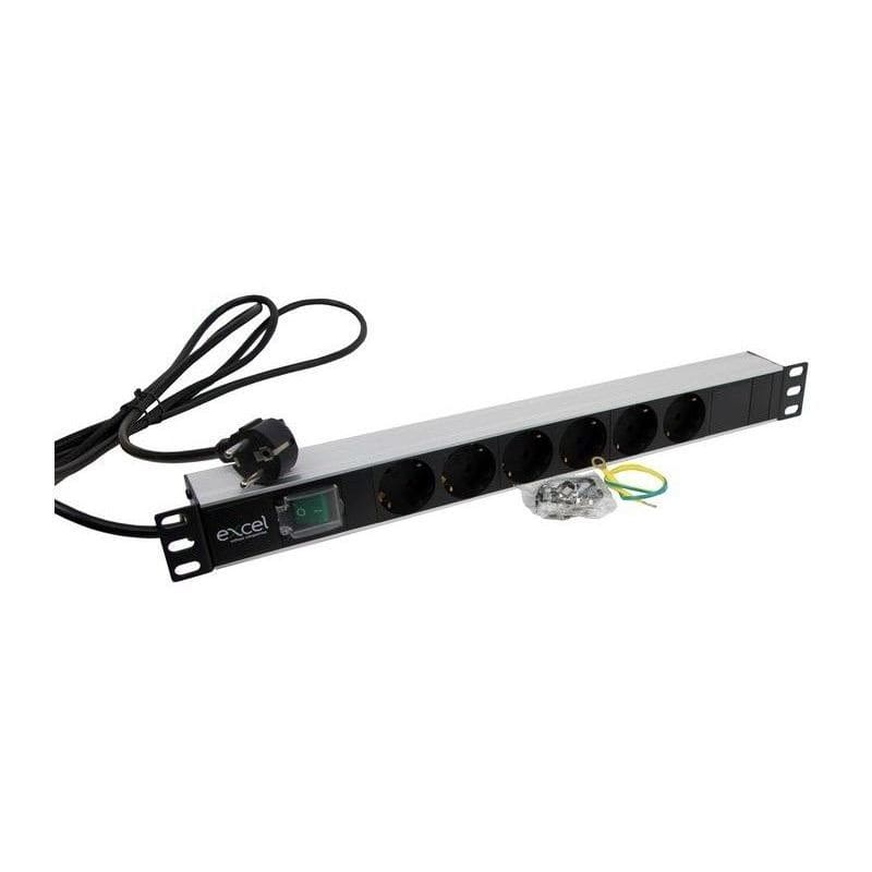 EXCEL NETWORKING - Pistorasiapaneeli - 555-072 PR-paneeli 6xschuko+K