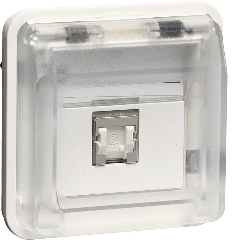 HAGER - Telerasia - 1xRJ45 kat 6a STP IP55 val