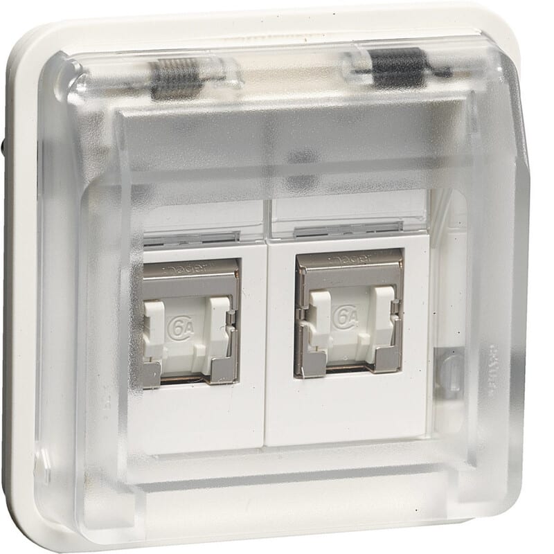 HAGER - Telerasia - 2xRJ45 kat 6a STP IP55 val