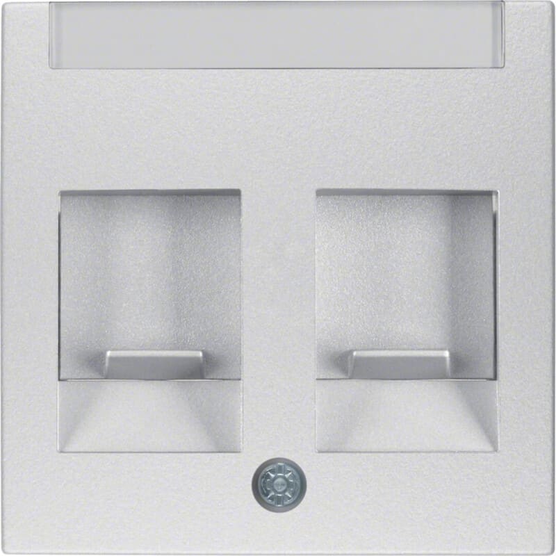 HAGER - S.1 pölyluukut - Keskiölevy 2xRJ45 alu