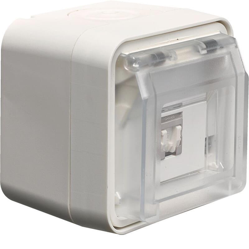 HAGER - Telerasia - 1xRJ45 Kat 6a STP IP55 val