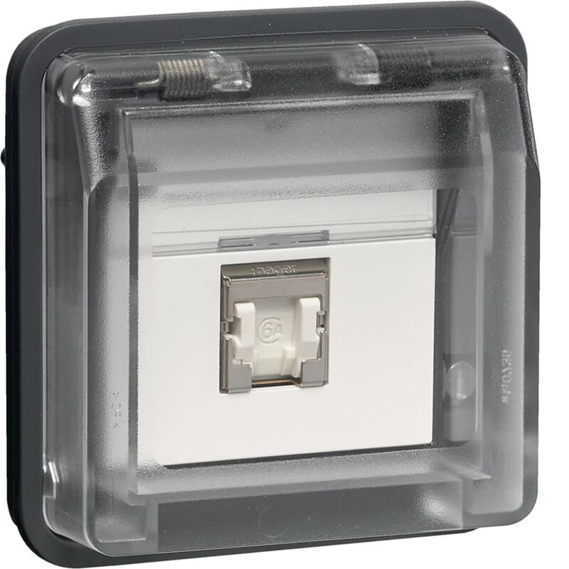 HAGER - Telerasia - 1xRJ45 kat 6a STP IP55 har