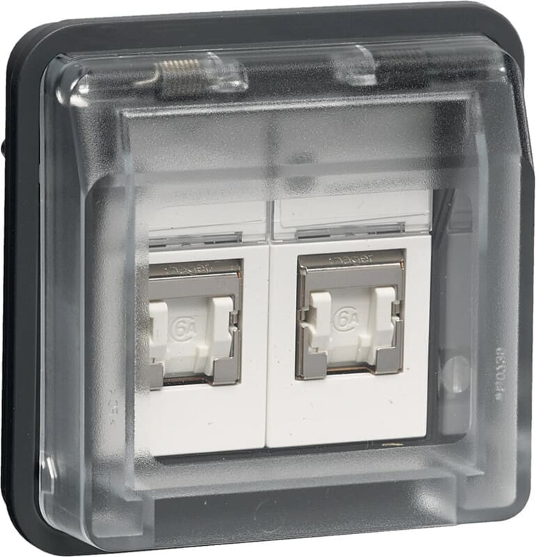 HAGER - Telerasia - 2xRJ45 kat 6a STP IP55 har