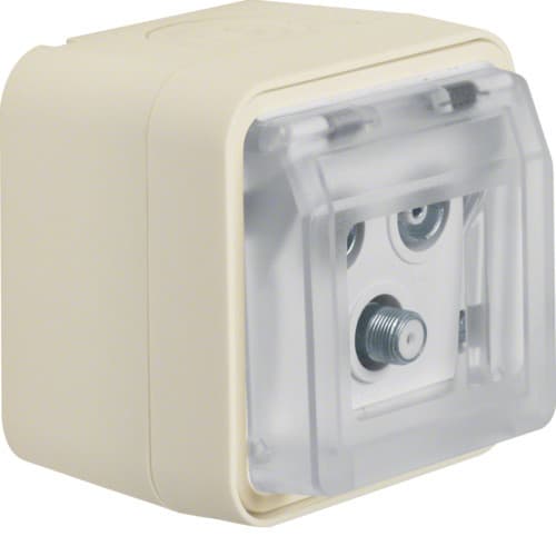 HAGER - Pintarasia IP55 valk W.1 - Antennirasia päätt 1dB TV/R