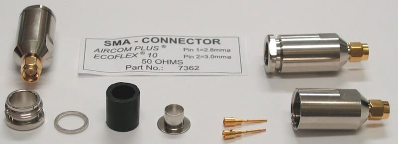 FINNSAT - Liitin - SMA-uros Ecoflex10 50ohm