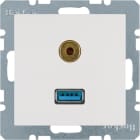 HAGER - S.1 - USB 2.0 A +3.5mm läpivient val