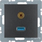 HAGER - S.1 - USB 2.0 A +3.5mm läpivient ant