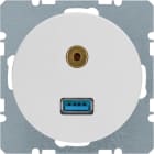HAGER - R.1/R.3 - USB 2.0 A +3.5mm läpivient val